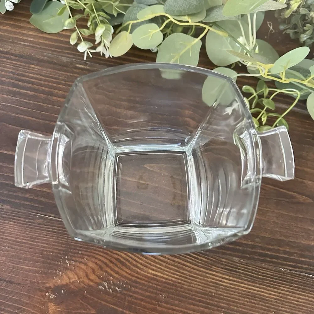 Lead Crystal Square Ice Wine Bucket Double Ear Handles Barware